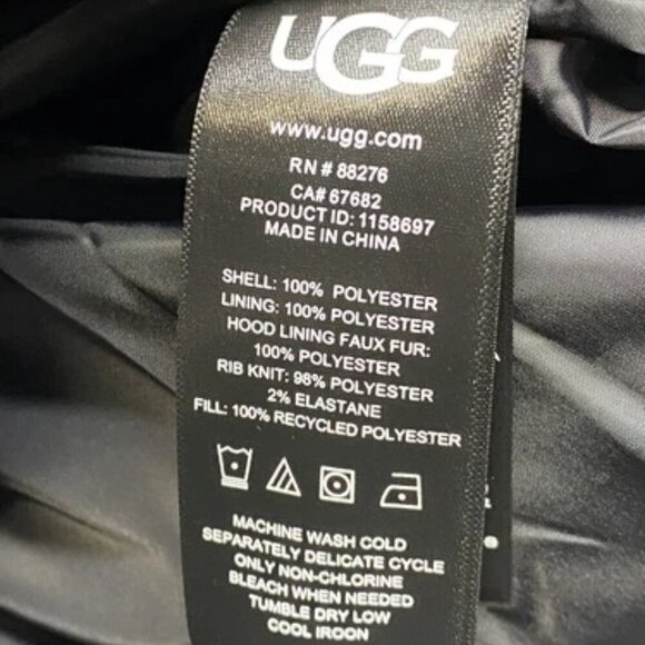 NEW UGG Womens Jacket Black Size S Kennedey Hooded Puffer Full Zip Polyester - Picture 3 of 12
